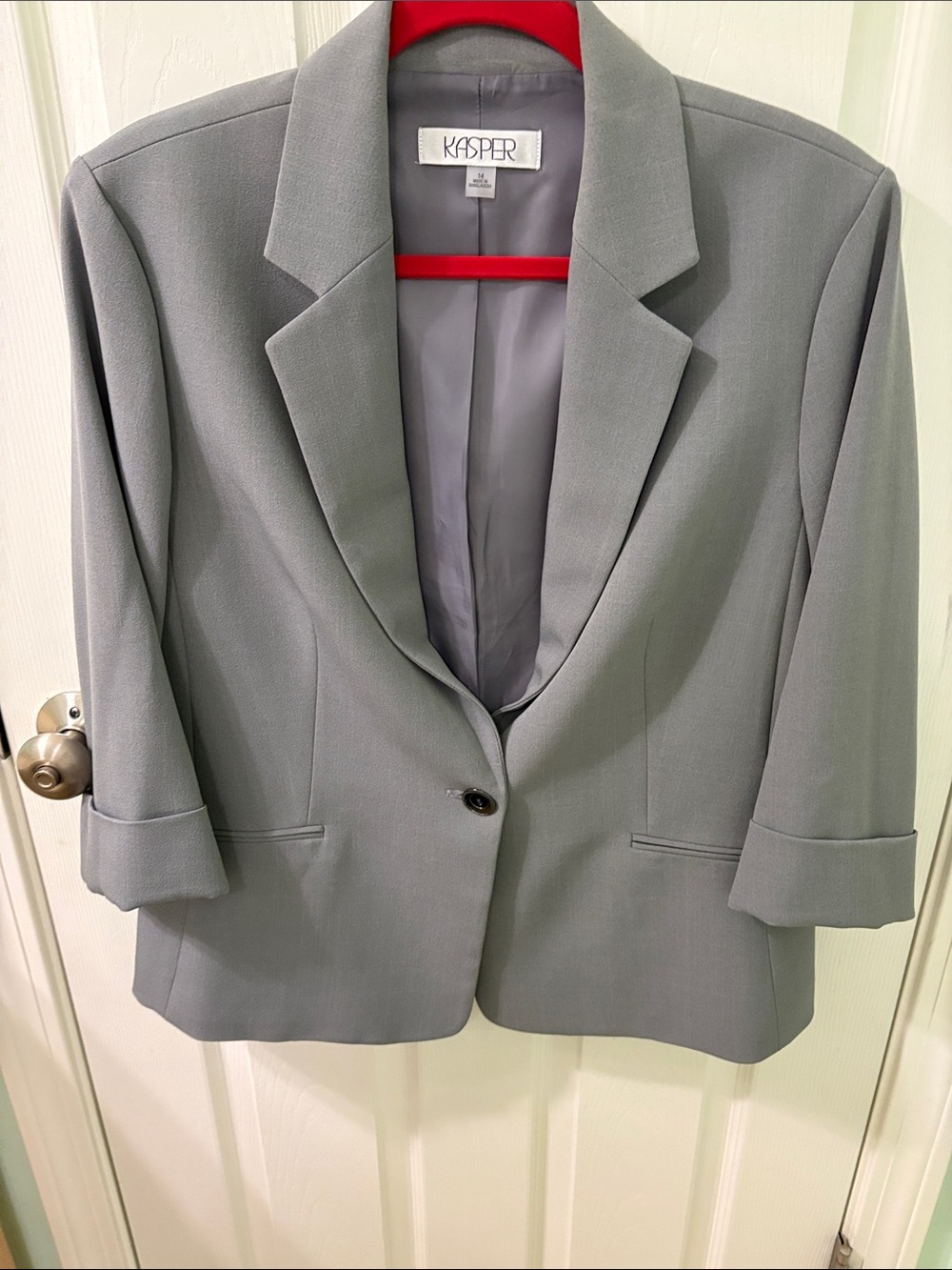 Kasper Light Gray Women's Single-Button Blazer